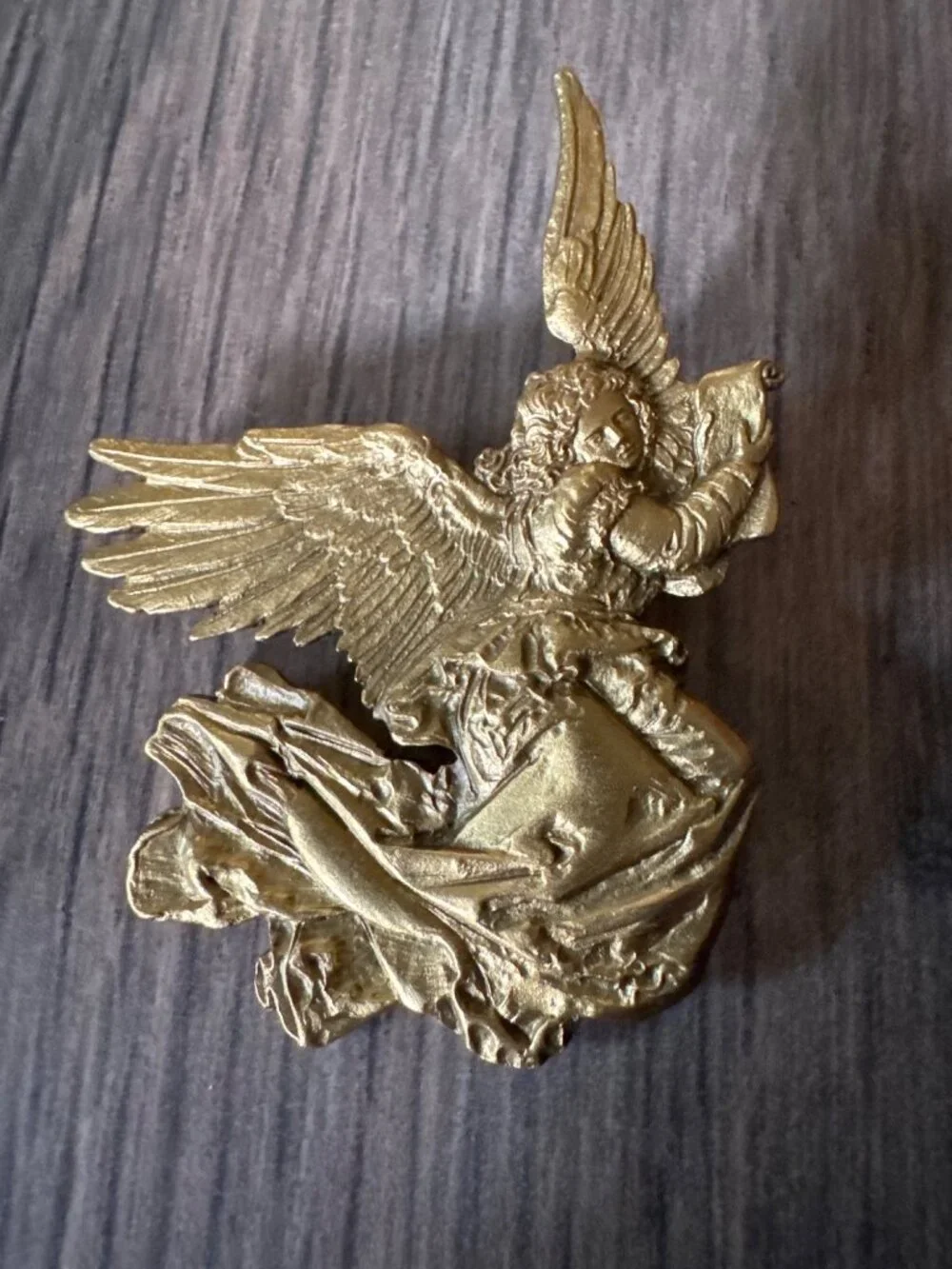 Vintage Gold Tone Angel Brooch Art Nouveau Style Museum Of Fine Arts MFA